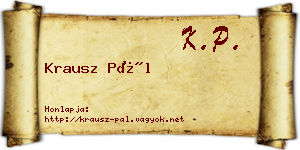 Krausz Pál névjegykártya